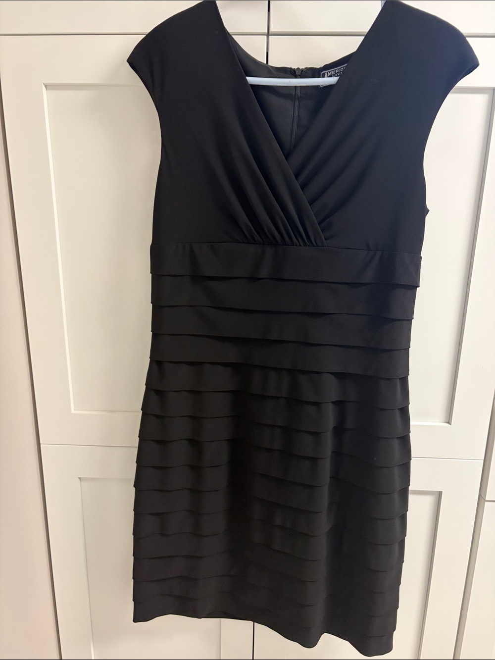 American Living Black Layered V-Neck Dress